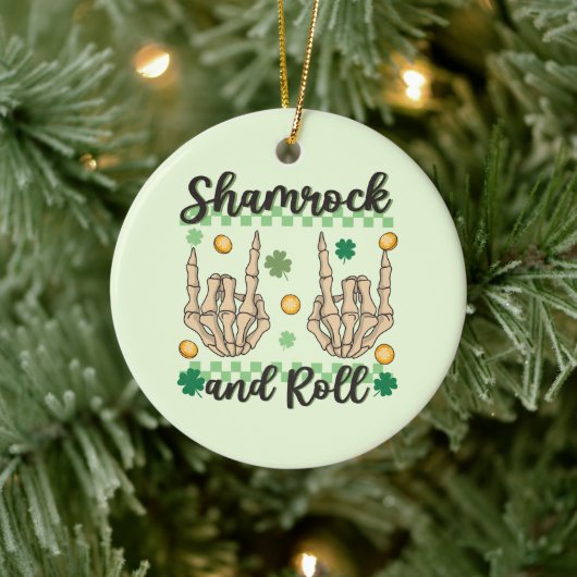 Kleeblatt- und Roll-Skelett Keramik Ornament (Baum)