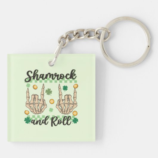 Kleeblatt- und Roll-Skelett Schlüsselanhänger (Rückseite)