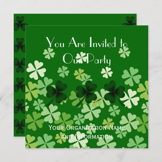 Kleeblatt und vier Leaf-Wolken Einladung (Vorne/Hinten)