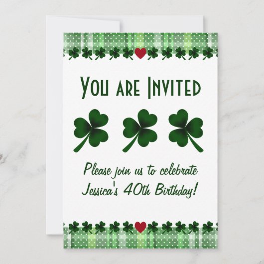 Kleeblatt und Vierblättriges Kleeblatt Einladung (Vorderseite)