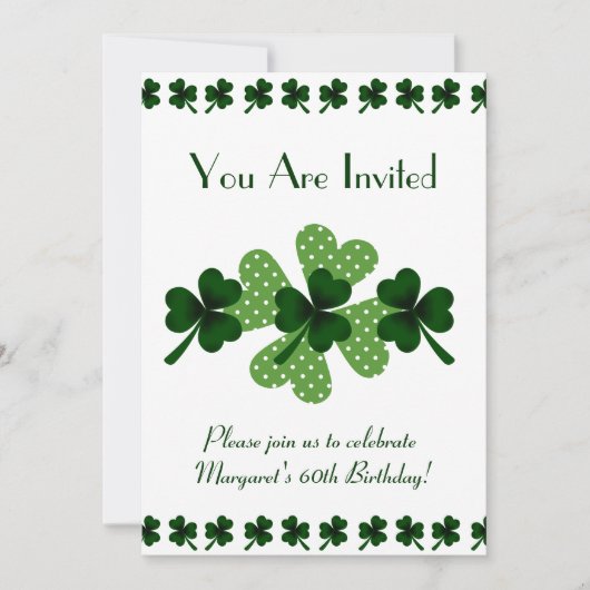Kleeblatt und Vierblättriges Kleeblatt Einladung (Vorderseite)