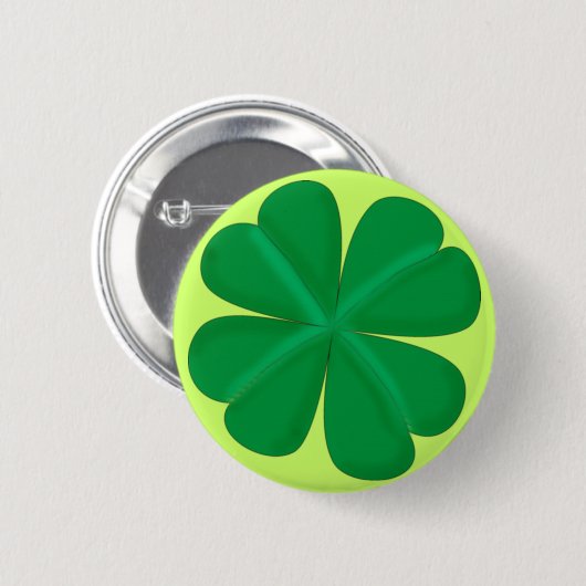 Kleeblatt vierblättrig Glücksbringer Button (Vorne & Hinten)