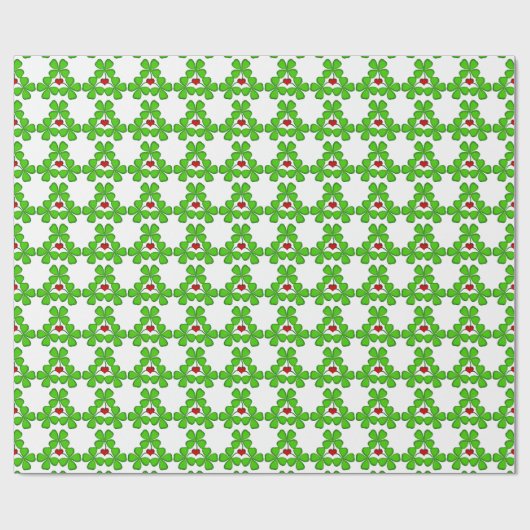 Kleeblatt, vierblättrige Kleeblatten und Herz-Gesc Geschenkpapier (Flach)