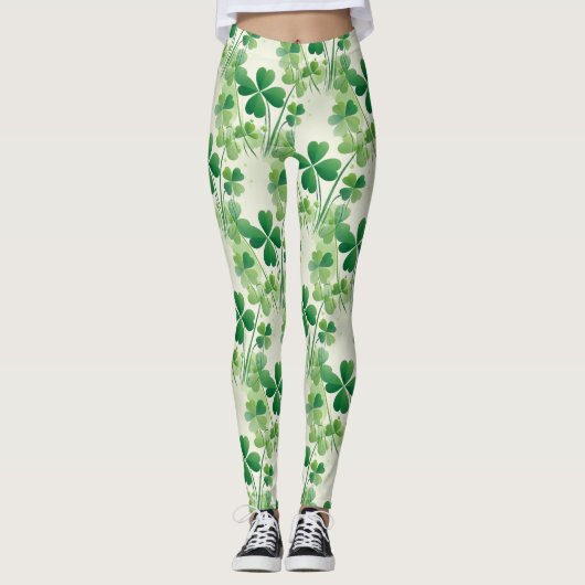 Kleeblatt Vierblättriges Kleeblatt St. Patrick's D Leggings (Vorderseite)