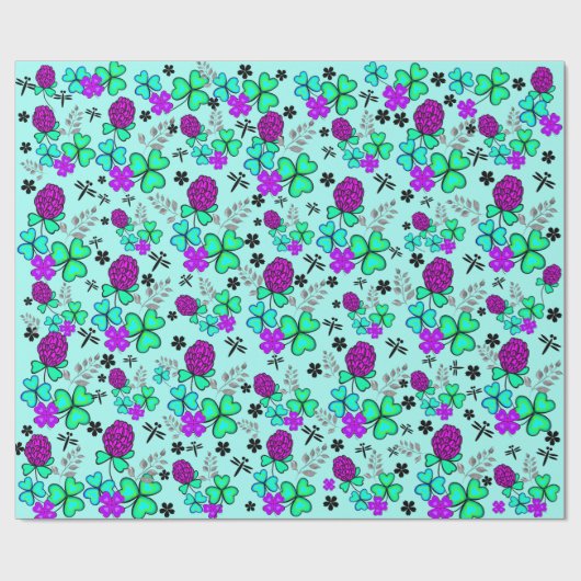 Kleeblatt, vierblättriges Wrapping Paper Geschenkpapier (Flach)