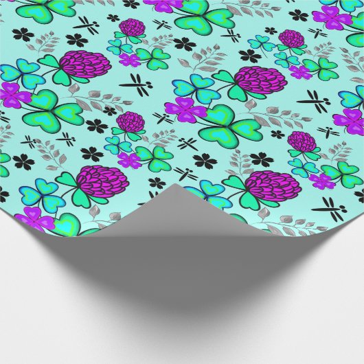 Kleeblatt, vierblättriges Wrapping Paper Geschenkpapier (Ecke)