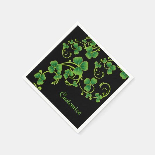 Kleeblatt Vines Green und Black Napkins Serviette (Ecke)