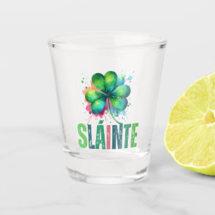 Kleeblatt Wasserfarbe - Sláinte - St Patrick Day Schnapsglas