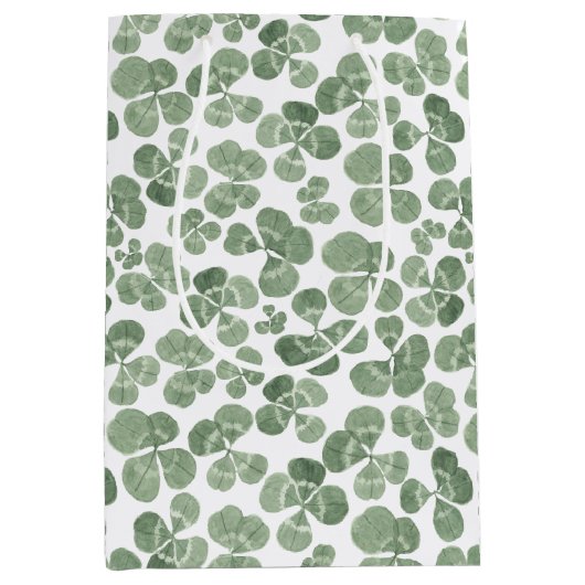 Kleeblatt Wasserfarbe St. Patrick's Clover Gemuste Mittlere Geschenktüte (Vorderseite)