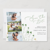 Kleeblatt Wildblume Elegant Wedding 3 Foto Save The Date (Vorderseite)