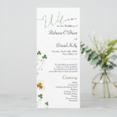 Kleeblatt Wildblume Elegante Hochzeitsprogrammkart Einladung (Stehend Vorderseite)