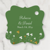 Kleeblatt Wildblume Green Gold Irish Wedding Geschenkanhänger (Rückseite)