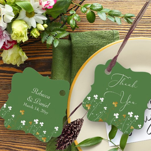 Kleeblatt Wildblume Green Gold Irish Wedding Geschenkanhänger