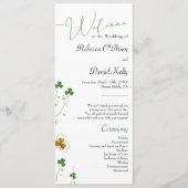 Kleeblatt Wildblume Grün und Gold Elegante Hochzei Programm (Vorderseite)