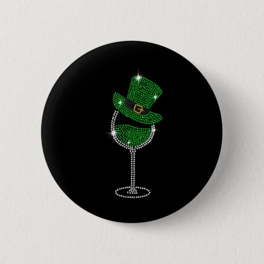 Kleeblatt Wine Gles Drinks St Patricks Day Irish Button (Vorderseite)