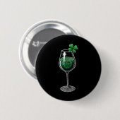 Kleeblatt Wine Gles Drinks St Patricks Day Irish Button (Vorne & Hinten)