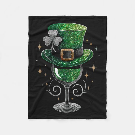 Kleeblatt Wine Gles Drinks St Patricks Day Irish Fleecedecke (Vorderseite)