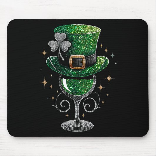 Kleeblatt Wine Gles Drinks St Patricks Day Irish Mousepad (Vorne)
