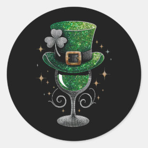 Kleeblatt Wine Gles Drinks St Patricks Day Irish Runder Aufkleber