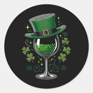 Kleeblatt Wine Gles Drinks St Patricks Day Irish Runder Aufkleber