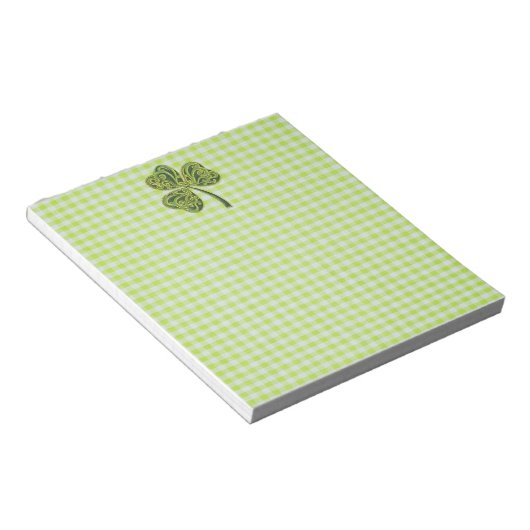 Kleeblatt zu Green Gingham Notizblock (angewinkelt)