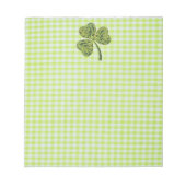 Kleeblatt zu Green Gingham Notizblock (Vorderseite)