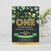 Kleeblatt zum 1. Geburtstag Einladung (Stehend Vorderseite)