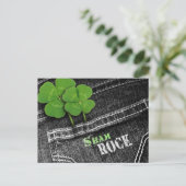 Kleeblätter am Black Jeans Pocket St. Patrick's Da Postkarte (Stehend Vorderseite)
