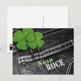 Kleeblätter am Black Jeans Pocket St. Patrick's Da Postkarte