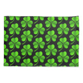 Kleeblätter auf schwarzer Seite Kissenbezug (Rückseite)