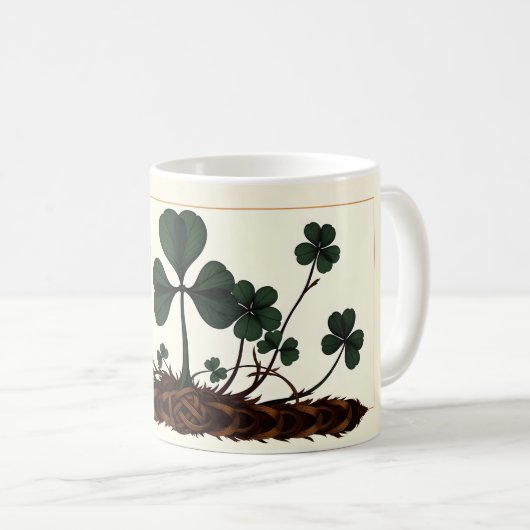 Kleeblätter aus keltischen Knochen Kaffeetasse (VorderseiteRechts)