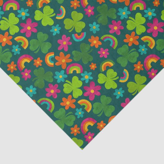 Kleeblätter, Blume und Rainbows St. Patrick's Day Seidenpapier (Ausschnitt)