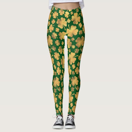 Kleeblätter der Golden Foil Lucky Clovers Leggings (Vorderseite)