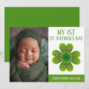 Kleeblätter des 1. St Patrick's Day Baby Foto Feiertagskarte