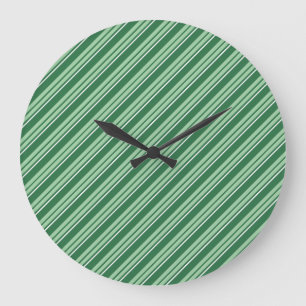 Kleeblätter dunkle und hellgrüne Streifenhalterung Große Wanduhr