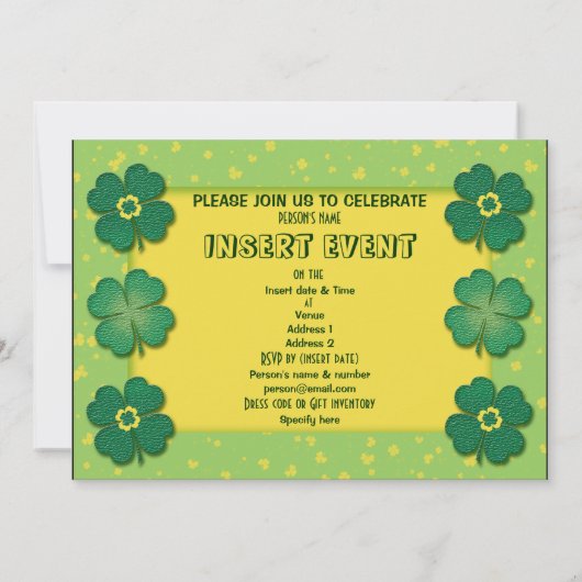 Kleeblätter haben einen Gewohnheitsbrauch Einladung (Rückseite)