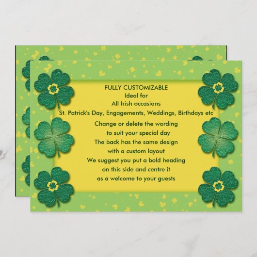 Kleeblätter haben einen Gewohnheitsbrauch Einladung (Vorne/Hinten)