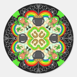 Kleeblätter, Leprechauns St Patrick's Day Runder Aufkleber