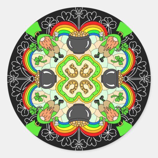 Kleeblätter, Leprechauns St Patrick's Day Runder Aufkleber (Vorderseite)