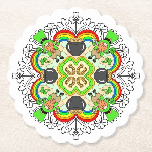 Kleeblätter, Leprechauns St Patrick's Day Untersetzer (Vorderseite)