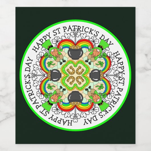 Kleeblätter, Leprechauns St Patrick's Day Weinetikett (Einzelnes Label)