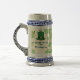 Kleeblätter, Leprechauns und Goldtopf Stein Bierglas