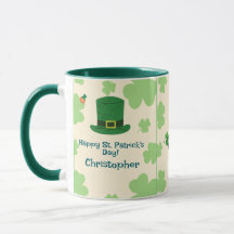 Kleeblätter, Leprechauns und Topf des Golds Tasse