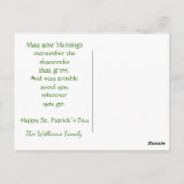 Kleeblätter mit Goldakzenten, St. Patrick's Day Postkarte (Rückseite)
