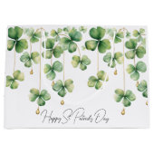 Kleeblätter mit Goldperlen Große Geschenktüte (Vorderseite)