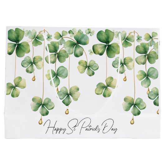 Kleeblätter mit Goldperlen Große Geschenktüte (Rückseite)