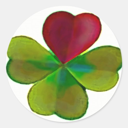 Kleeblätter mit Herz Runder Aufkleber (Vorderseite)