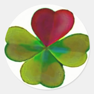 Kleeblätter mit Herz Runder Aufkleber
