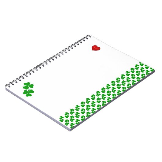 Kleeblätter mit rotem Herzen Irish Stationery Notizblock (Linke Seite)