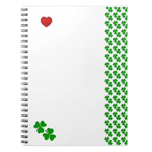 Kleeblätter mit rotem Herzen Irish Stationery Notizblock (Vorderseite)